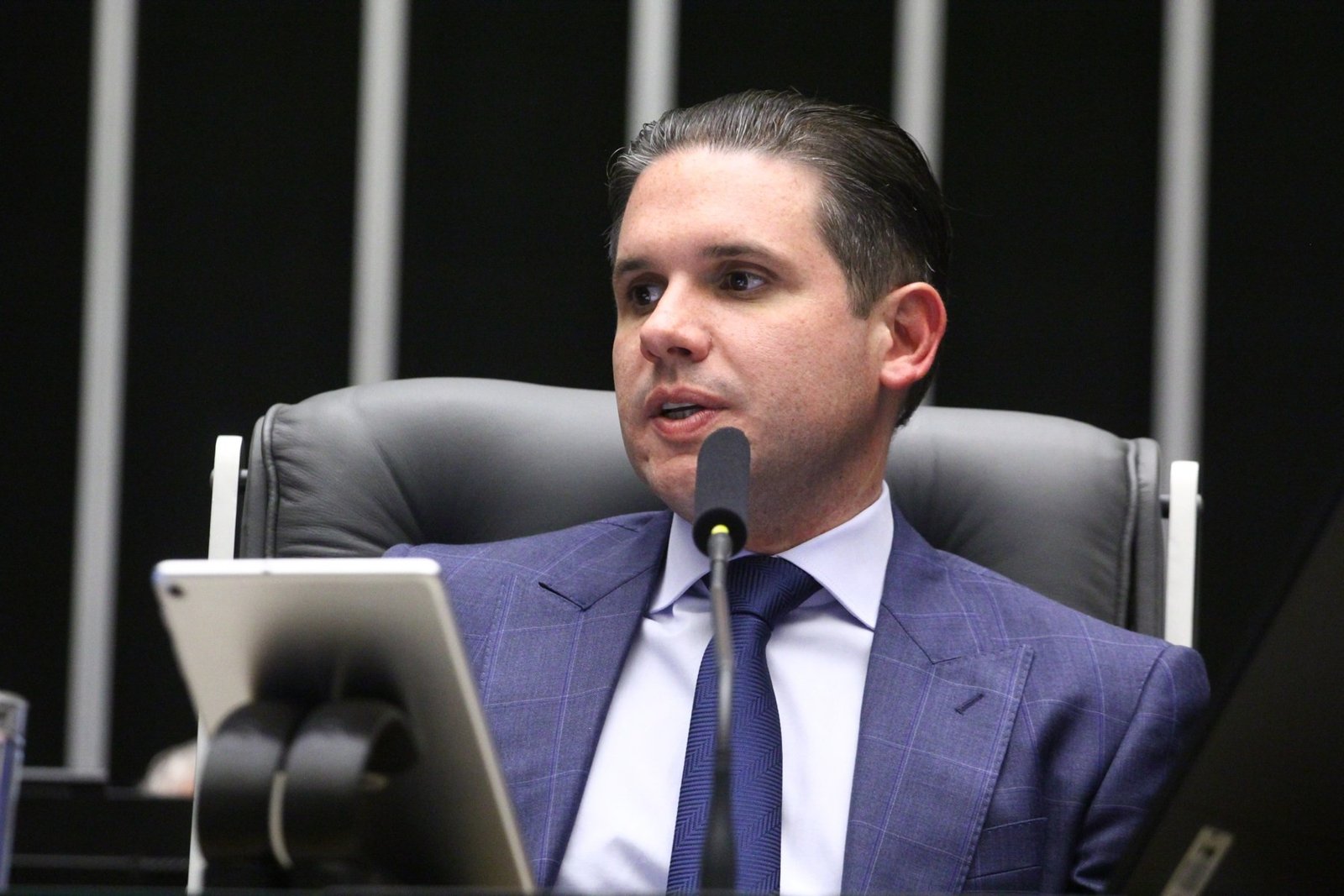 Hugo Motta, presidente da Câmara dos Deputados, fala no plenário da Casa