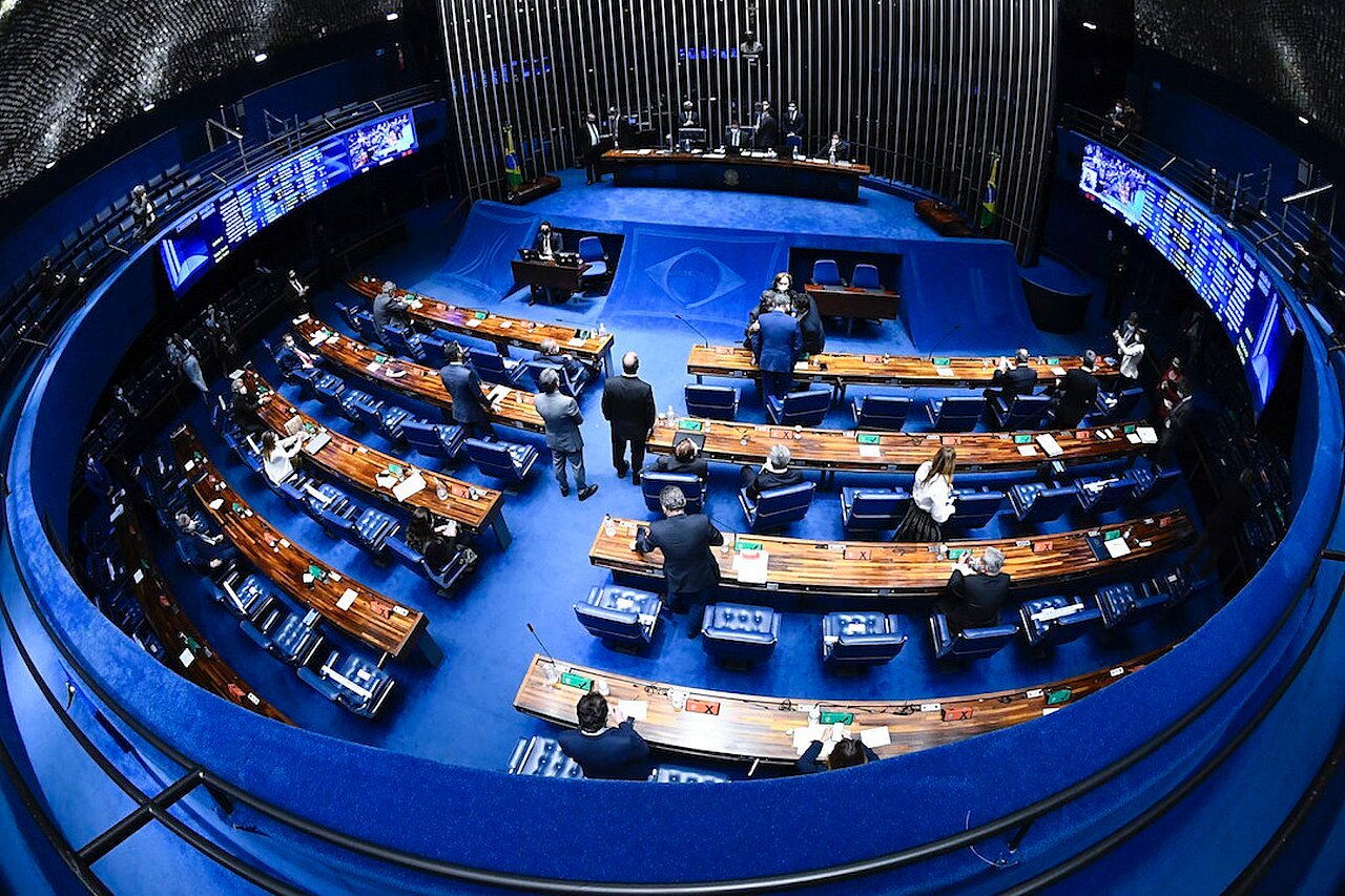 Vista geral do plenário do Senado Federal, em Brasília, durante sessão